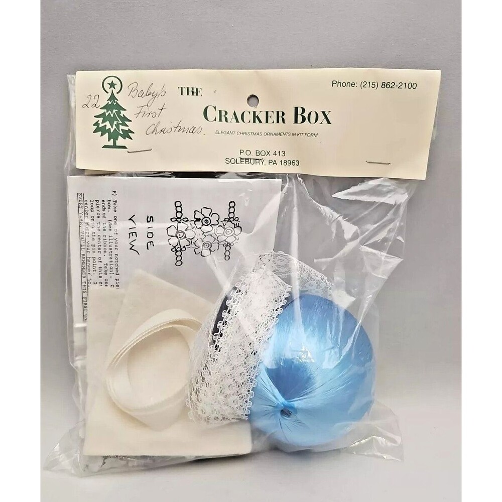 The Cracker Box Christmas Ornament Kit Babys First Christmas 22 Boy Blue Sequins